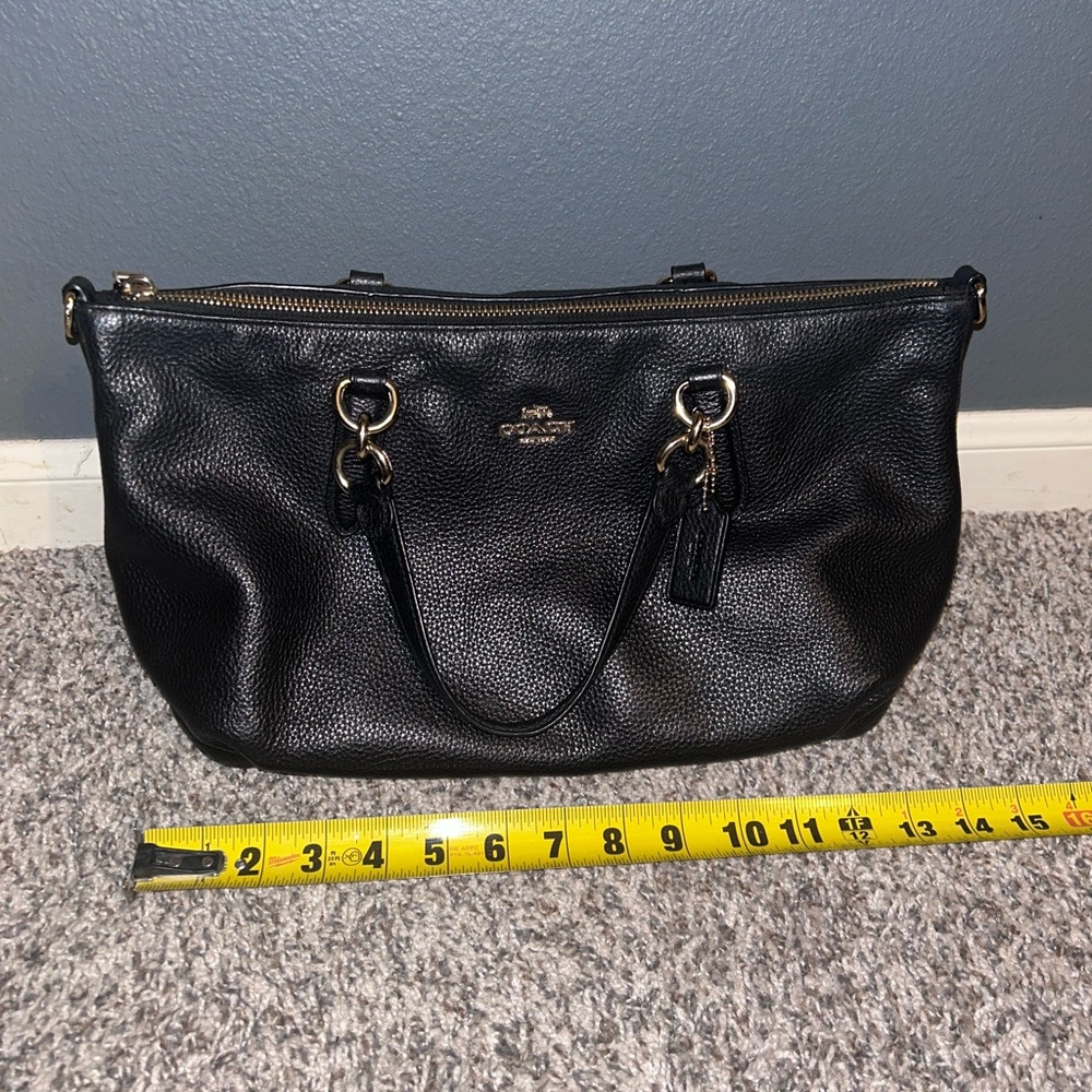 Coach Black Pebbled Leather Shoulder Satchel with Gold Hardware - Picture 3 of 14